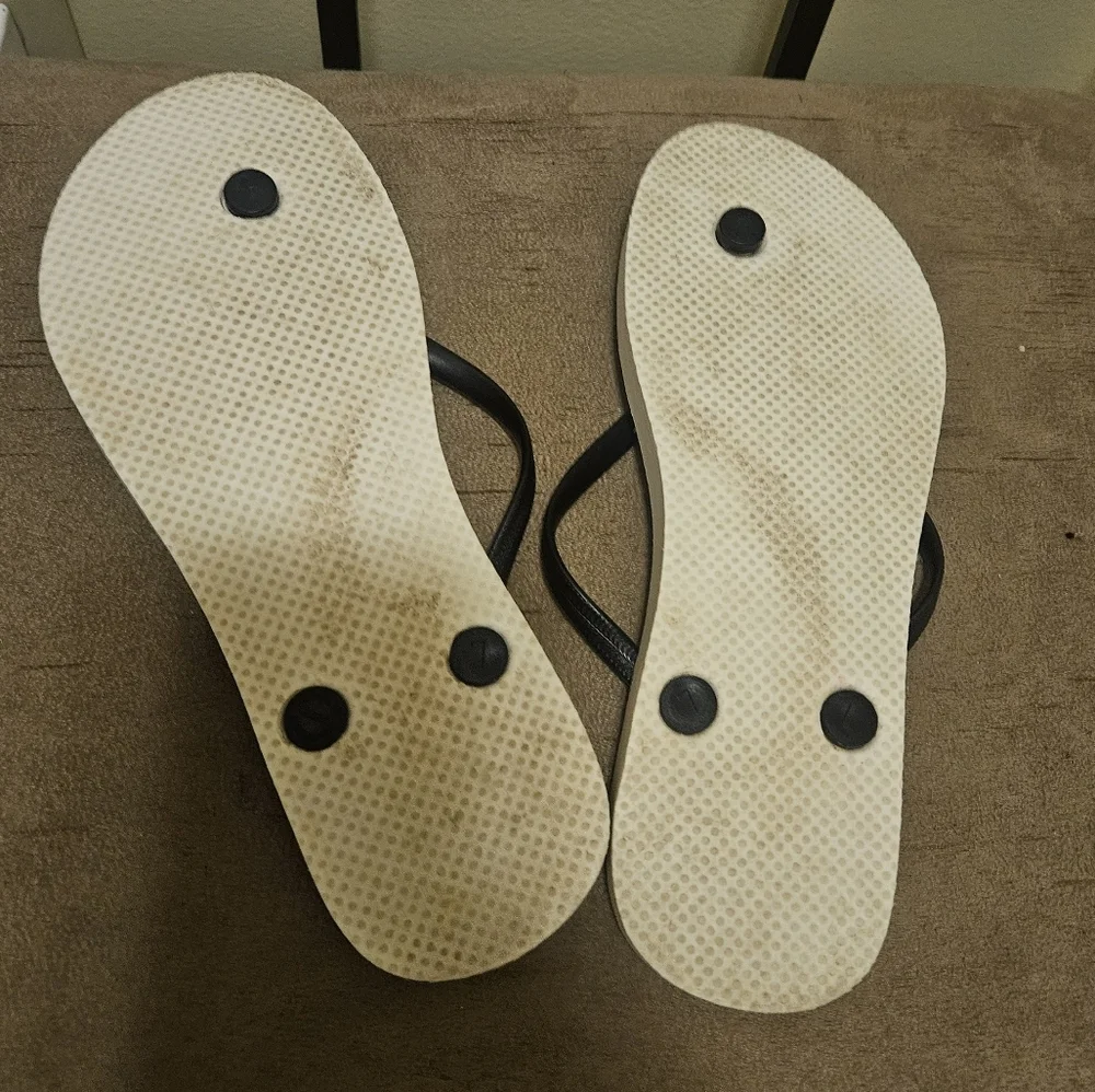 Old Navy Black and White Striped Sandals